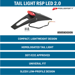 Polisport RSP LED Dirt Bag TailLight, Brake Light, and license plate light Black