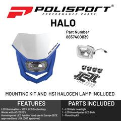 Polisport Halo - Headlight White and Blue - Halogen Lamp