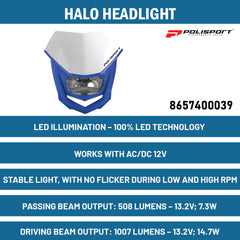 Polisport Halo - Headlight White and Blue - Halogen Lamp