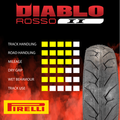 Pirelli Diablo Rosso II 110/70ZR17 (54H) Front Motorcycle Tire - High Performance, Durable, & Reliable Tire for Sport/Street Bikes with Keychain