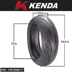 Kenda KM1 Sport Touring Front and Rear Motorcyle Tires 110/70ZR17 and Rear 190/50ZR17