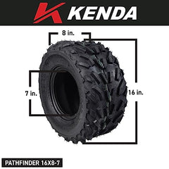 Kenda Pathfinder K530 16x8-7 Front Off-Road Tires for 4x4 ATVs, UTVs Vehicles and Go-Karts - Durable Traction for Rugged Adventures - 2 Ply All-Terrain Tire with Keychain 16x8x7 (4 Pack)