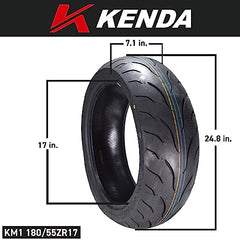 Kenda KM1 180/55ZR17 73W Sport Touring Motorcycle Tire(180/55-17) w/ Keychain