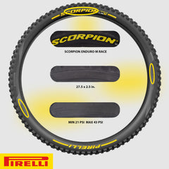 Pirelli Scorpion Race Enduro M Yellow Label 63-584 (27.5x 2.5) MTB Bicycle Tire -Designed for Hardpacked Courses and Mixed Terrains, 120x2TPI - Mountain Bike Tire