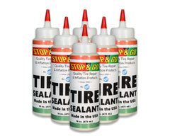 Stop & Go Tire Sealant Premium Flat Preventative  Made in The USA (16 oz) 6 Pack - Prevents Flats & Repairs Punctures for Tube or Tubeless Tires on Bikes, ATVs, Cars, and More