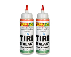 Stop & Go Tire Sealant Premium Flat Preventative  Made in The USA (16 oz) 2 Pack - Prevents Flats & Repairs Punctures for Tube or Tubeless Tires on Bikes, ATVs, Cars, and More
