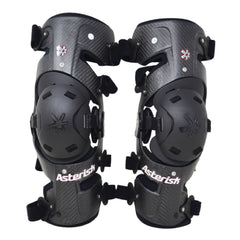 Asterisk Carbon Cell One - Advanced Knee Protector Braces (Pair- Left & Right) for Motocross, Snowboarding, Wakeboarding, Off-Roading, & More - Size Large