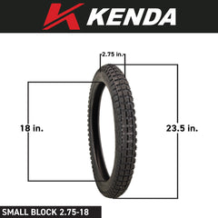 Kenda Small Block 2.75-18 K262 Tube-Type (TT) Tire with Keychain