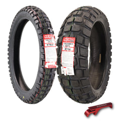 Kenda Big Block 100/90B19 Front & 170/60B17 Rear Tubeless Tire Set with Keychain