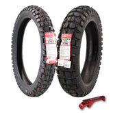 Kenda Big Block 100/90B19 Front & 140/80B18 Rear Tubeless Tire Set with Keychain