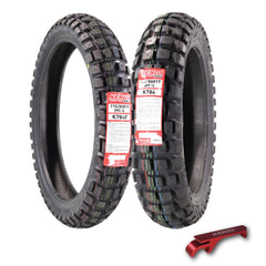 Kenda Big Block 110/80B19 Front & 130/80B17 Rear Tubeless Tire Set with Keychain