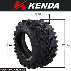 Kenda Bear Claw Front 25x8-12 & Rear 25x12.5-12 ATV, UTV or SXS Tires w/ Keychain