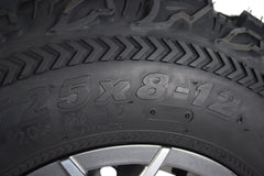 Kenda Bear Claw EX 25x8-12 25x10-12 Gunmetal 12x7 4/156 Rim Wheel & Tire Kit