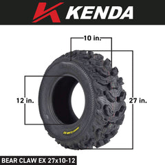 Kenda Bearclaw EX K573 - 27x10-12 Front Tires for All Terrain (ATV), UTV, and Side by Side (SxS) Vehicles - 6-Ply - Bear Claw EX 27x10x12 (2-Pack)
