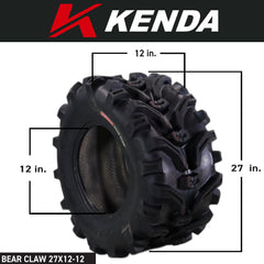 Kenda Bear Claw 27x12-12 Front/Rear Off-Road Tires For ATV, UTV or SXS (4-Pack)