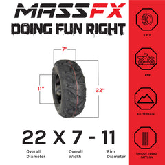 MASSFX Grinder 22x7-11 Front Tire for ATV, UTV, & SxS on Soft/Hard Pack Ground