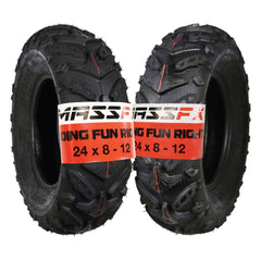 MASSFX Grinder 24x8-12 Front ATV Tire 6 Ply for Soft/Hard Pack Ground (2 Pack)