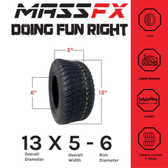 MASSFX 13x5-6 Lawn and Garden Tire 13x5x6 4PLY 3mm Tread Depth, 3 Tire Set