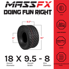 MASSFX 18x9.50-8 Turf Tires for golf carts and lawn mowers 4-Ply (2 Pack)