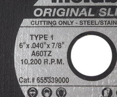 Metabo 655339000 6" x .040" x 7/8" - A60TZ Type 1 Original Slicer