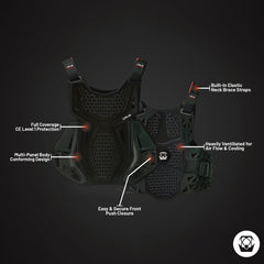 Atlas Charger Youth Black Chest Protector (A1031-01-000) CE Level 1 Certified, Lightweight Motocross & BMX Youth Gear with Full Chest, Back, and Side Protection