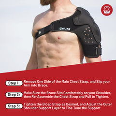 Atlas (A2050-01-010) Shoulder Brace Black, SM/MD, CE Certified, Reversible Design for Left or Right Shoulder, Adjustable Support for Sports and Injury Recovery