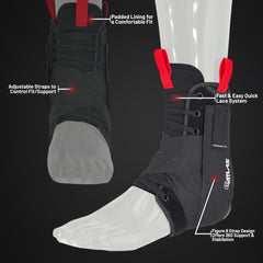 Atlas A2060-01-020 Ankle Brace Black, LG/XL, CE Certified, Reversible Design for Left or Right Ankle, Adjustable Support for Sports and Injury Recovery