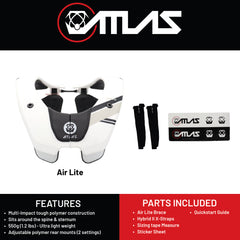 Atlas Air Lite Anti-Compression Sport Neck Brace (Adult - Small) for Use In: Powersports, Offroad Racing, Motocross, Mountain Biking, BMX, Snowmobiling, Snowboarding (White)