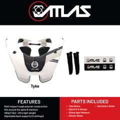Atlas Tyke Anti-Compression Sport Neck Brace (Kids) for Use In: Powersports, Offroad Racing, Motocross, Mountain Biking, BMX, Snowmobiling, Snowboarding (White)