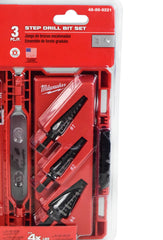 Milwaukee 48-89-9221 Jam-Free Dual Flute 3-Piece Step Drill Bit Set