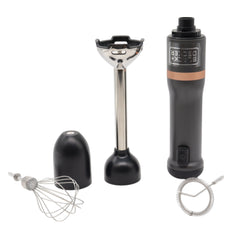 BLACK+DECKER BCKM1013K01 Kitchen Wand Cordless 3-in-1 Immersion Blender Set – Hand Blender with Whisk, Food Chopper & Charging Dock – 150W Motor, 2 Speeds, Stainless Steel Blades – Grey