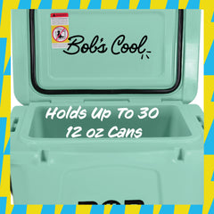 BOB THE COOLER CO 25QT "The Wingman" Leak-Proof Hard Cooler with Heavy Duty Handle & Built In Lid Latching Bottle Openers - Fits 30 12oz Cans for the Beach, Camping, Tailgating, Sports, & More