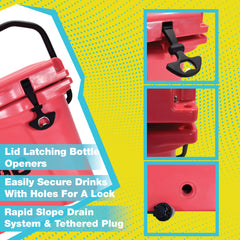 BOB THE COOLER CO 25QT "The Wingman" Leak-Proof Hard Cooler with Heavy Duty Handle & Built In Lid Latching Bottle Openers - Fits 35 12oz Cans for the Beach, Camping, Tailgating, Sports, & More