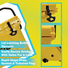 BOB THE COOLER CO 25QT "The Wingman" Leak-Proof Hard Cooler with Heavy Duty Handle & Built In Lid Latching Bottle Openers - Fits 30 12oz Cans for the Beach, Camping, Tailgating, Sports, & More