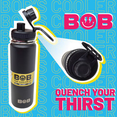 BOB THE COOLER CO - 26oz "The Big Swig" Double Wall Vacuum Insulated Water Bottle with Spout Lid, Made of Stainless Steel, Leak Proof, Great for Sports, Travel, & More