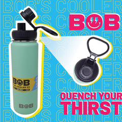 BOB THE COOLER CO - 26oz "The Big Swig" Double Wall Vacuum Insulated Water Bottle with Spout Lid, Made of Stainless Steel, Leak Proof, Great for Sports, Travel, & More