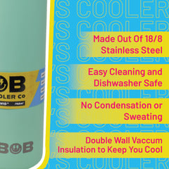 BOB THE COOLER CO - 26oz "The Big Swig" Double Wall Vacuum Insulated Water Bottle with Spout Lid, Made of Stainless Steel, Leak Proof, Great for Sports, Travel, & More