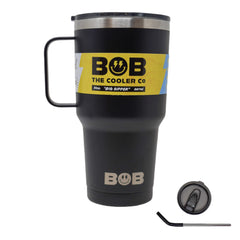 BOB THE COOLER CO - 30oz "The Big Sipper" Heavy Duty Double Wall Vacuum Insulated Tumbler with Straw and Handle, Made of Stainless Steel, Great for Travel, Beach, & More