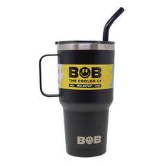 BOB THE COOLER CO - 30oz "The Big Sipper" Heavy Duty Double Wall Vacuum Insulated Tumbler with Straw and Handle, Made of Stainless Steel, Great for Travel, Beach, & More