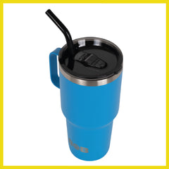 BOB THE COOLER CO - 30oz "The Big Sipper" Heavy Duty Double Wall Vacuum Insulated Tumbler with Straw and Handle, Made of Stainless Steel, Great for Travel, Beach, & More