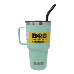 BOB THE COOLER CO - 30oz "The Big Sipper" Heavy Duty Double Wall Vacuum Insulated Tumbler with Straw and Handle, Made of Stainless Steel, Great for Travel, Beach, & More