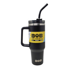 BOB THE COOLER CO - 40oz "Roadie" Heavy Duty Double Wall Vacuum Insulated Tumbler with Straw and Handle, Made of Stainless Steel, Great for Travel, Beach, & More