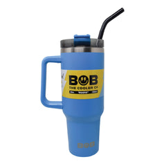 BOB THE COOLER CO - 40oz "Roadie" Heavy Duty Double Wall Vacuum Insulated Tumbler with Straw and Handle, Made of Stainless Steel, Great for Travel, Beach, & More