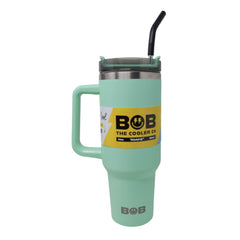 BOB THE COOLER CO - 40oz "Roadie" Heavy Duty Double Wall Vacuum Insulated Tumbler with Straw and Handle, Made of Stainless Steel, Great for Travel, Beach, & More
