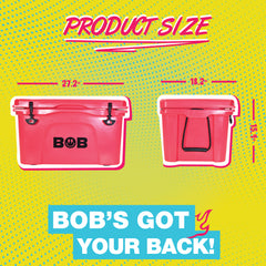 BOB THE COOLER CO 50QT "The El Amigo" Leak-Proof Hard Cooler with Heavy Duty Handle & Built In Lid Latching Bottle Openers - Fits 60 12oz Cans for the Beach, Camping, Tailgating, Sports, & More