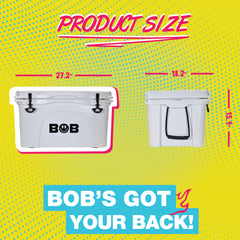 BOB THE COOLER CO 50QT "The El Amigo" Leak-Proof Hard Cooler with Heavy Duty Handle & Built In Lid Latching Bottle Openers - Fits 60 12oz Cans for the Beach, Camping, Tailgating, Sports, & More