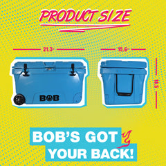 BOB THE COOLER CO 75QT "The BFF" Leak-Proof Hard Cooler with Heavy Duty Handle & Built In Lid Latching Bottle Openers - Fits 117 12oz Cans for the Beach, Camping, Tailgating, Sports, & More