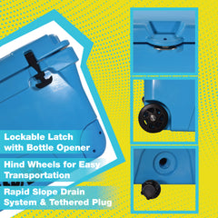 BOB THE COOLER CO 75QT "The BFF" Leak-Proof Hard Cooler with Heavy Duty Handle & Built In Lid Latching Bottle Openers - Fits 117 12oz Cans for the Beach, Camping, Tailgating, Sports, & More