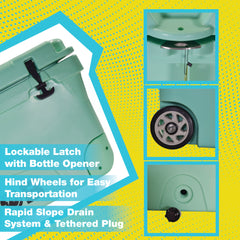 BOB THE COOLER CO 75QT "The BFF" Leak-Proof Hard Cooler with Heavy Duty Handle & Built In Lid Latching Bottle Openers - Fits 117 12oz Cans for the Beach, Camping, Tailgating, Sports, & More