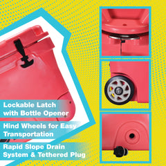 BOB THE COOLER CO 75QT "The BFF" Leak-Proof Hard Cooler with Heavy Duty Handle & Built In Lid Latching Bottle Openers - Fits 117 12oz Cans for the Beach, Camping, Tailgating, Sports, & More